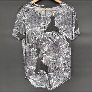 The North Face Women's Leaf Print Active T-Shirt M Gray White Activewear Workout